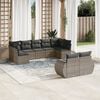vidaXL 9 Piece Garden Sofa Set with Cushions Grey Poly Rattan