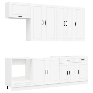 vidaXL Kitchen Unit PORTO 8 pcs White Engineered Wood