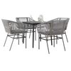 vidaXL 5 Piece Garden Dining Set with Cushions Grey Poly Rattan Glass