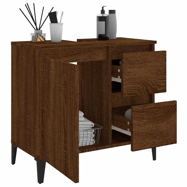 vidaXL Bathroom Cabinet Brown Oak 65x33x60 cm Engineered Wood