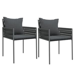 vidaXL Garden Chairs with Cushions 2 pcs Black 54x61x83 cm Poly Rattan