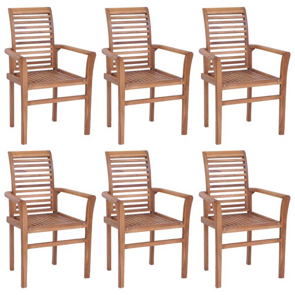 vidaXL Dining Chairs 6 pcs with Grey Cushions Solid Teak Wood