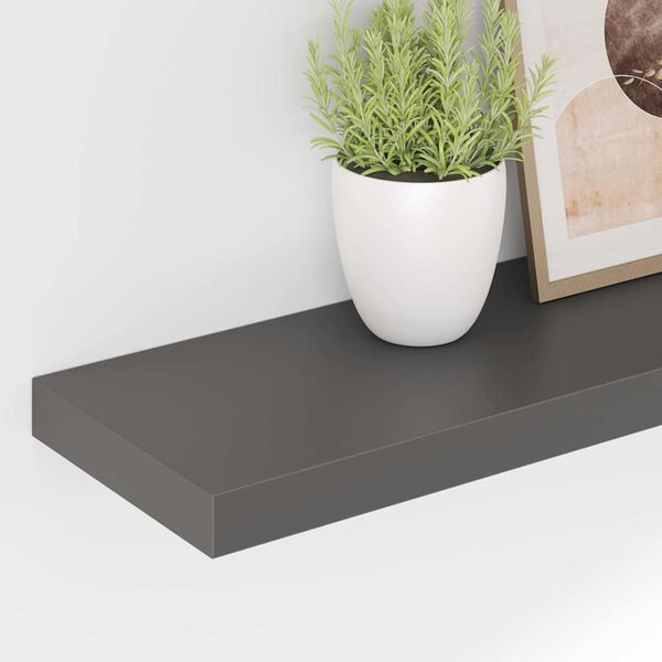 vidaXL Floating Wall Shelf High Gloss Grey 80x23.5x3.8 cm MDF