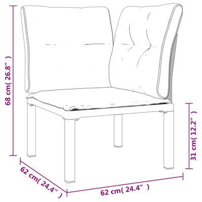 vidaXL Garden Corner Chairs with Cushions 2 pcs Black&Grey Poly Rattan