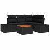 vidaXL Garden Sofa Set with Cushion 5 pcs Black Poly Rattan