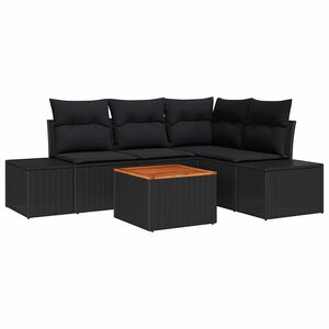 vidaXL Garden Sofa Set with Cushion 5 pcs Black Poly Rattan