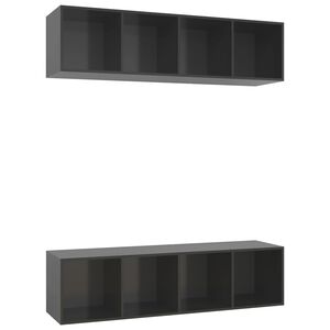 vidaXL Wall-mounted TV Cabinets 2 pcs High Gloss Grey Engineered Wood