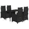 vidaXL 5 Piece Garden Dining Set with Cushions Black Poly Rattan