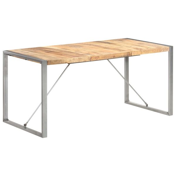 vidaXL Dining Table 160x80x75 cm Solid Rough Mango Wood