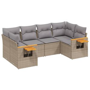 vidaXL 6 Piece Garden Sofa Set with Cushions Beige Poly Rattan