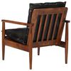 vidaXL Armchair Black Real Leather and Solid Wood Acacia