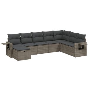 vidaXL 8 Piece Garden Sofa Set with Cushions Grey Poly Rattan