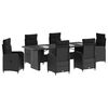 vidaXL Outdoor Dining Set 7 pcs Black Poly Rattan