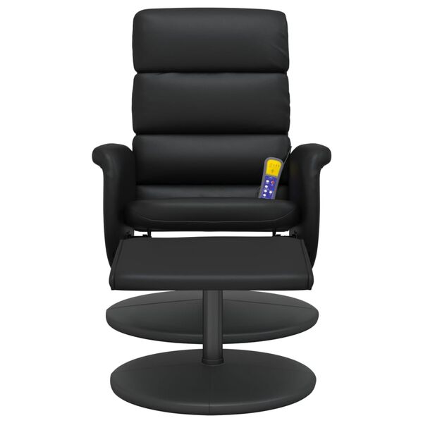 vidaXL Massage Recliner Chair with Footstool Black Faux Leather