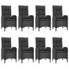 vidaXL 9 Piece Garden Dining Set with Cushions Black Poly Rattan