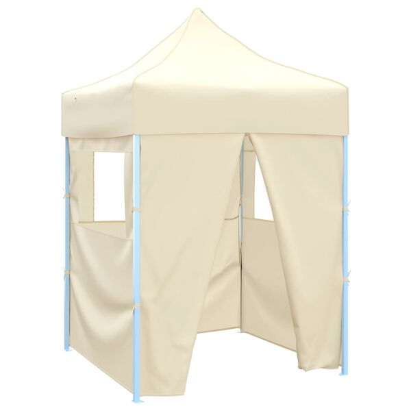 vidaXL Professional Folding Party Tent with 4 Sidewalls 2x2 m Steel Cream