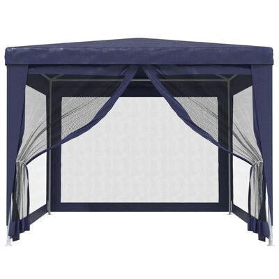 vidaXL Party Tent with 4 Mesh Sidewalls Blue 3x4 m HDPE