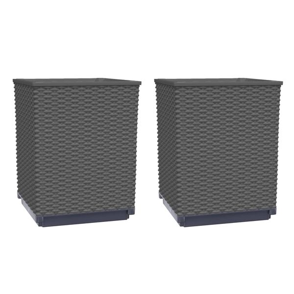 vidaXL Planters 2 pcs Black 30x30x37 cm Polypropylene