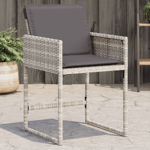 vidaXL Garden Chairs with Cushions 4 pcs Light Grey Poly Rattan