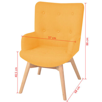 vidaXL Armchair with Footstool Yellow Fabric