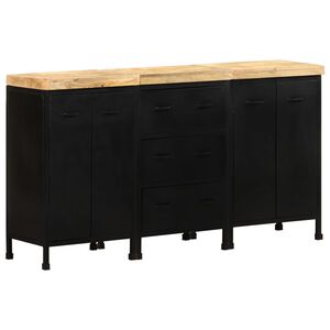 vidaXL Sideboard | Rough Mango Wood with Black Frame