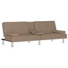 vidaXL Sofa Bed with Cup Holders Cappuccino Faux Leather