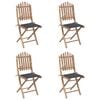 vidaXL 5 Piece Folding Outdoor Dining Set with Cushions Bamboo