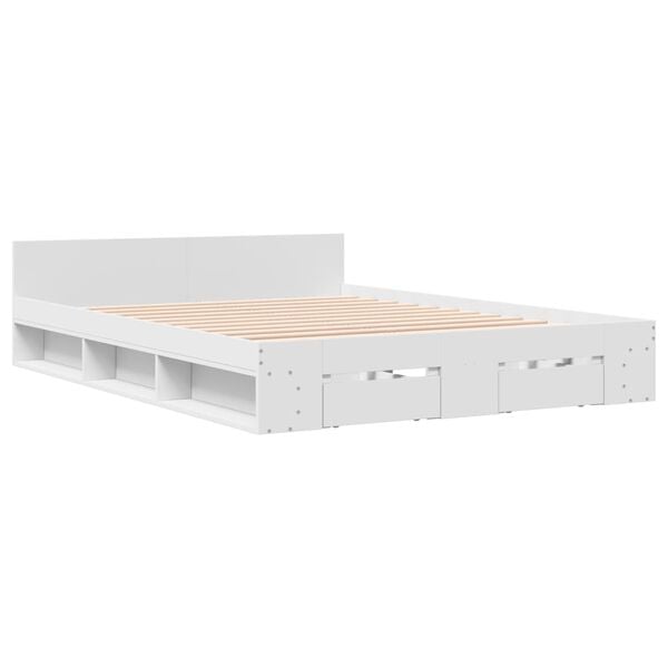 vidaXL Bed Frame with Drawers without Mattress White 150x200 cm King Size