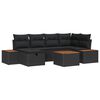vidaXL Garden Sofa Set with Cushion 7 pcs Black Poly Rattan
