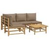 vidaXL 5 Piece Garden Lounge Set with Taupe Cushions Bamboo