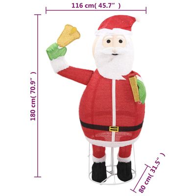 vidaXL Decorative Christmas Santa Claus Figure LED Luxury Fabric 180 cm