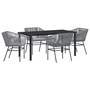 vidaXL Garden Dining Set 5 pcs Grey Powder-Coated Steel