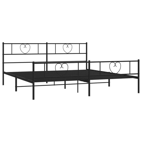 vidaXL Metal Bed Frame without Mattress with Footboard Black 180x200cm