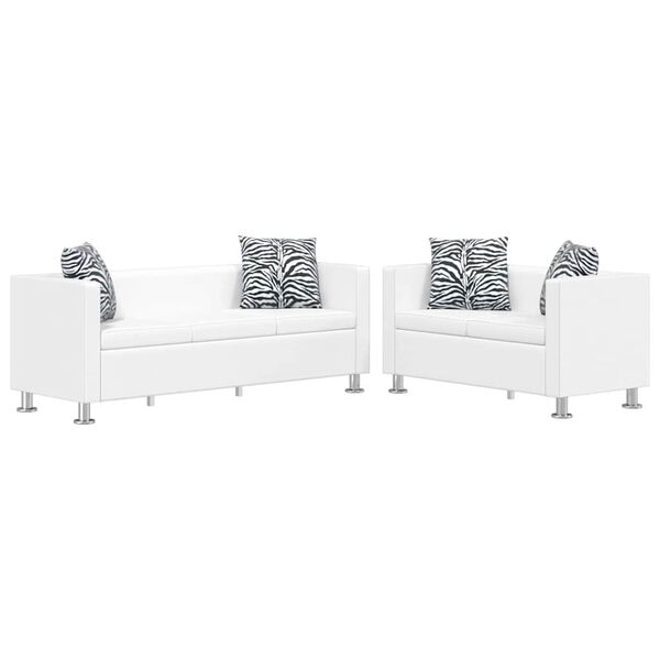 vidaXL Sofa Set Artificial Leather 3-Seater and 2-Seater White