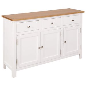 vidaXL Sideboard | Brown and White | Solid Oak Wood, Solid Acacia Wood, MDF