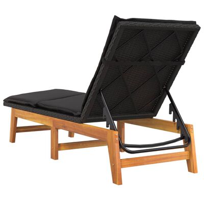 vidaXL Sun Lounger with Cushion Poly Rattan&Solid Wood Acacia