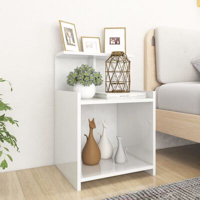 vidaXL Bed Cabinet High Gloss White 40x35x60 cm Engineered Wood