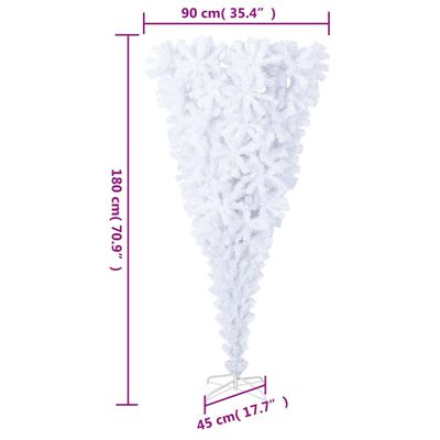 vidaXL Upside-down Artificial Christmas Tree with Stand White 180 cm