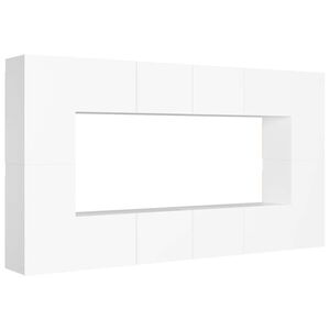 vidaXL TV Cabinet | White | Engineered wood | 8 Piece Set | TV Cabinet