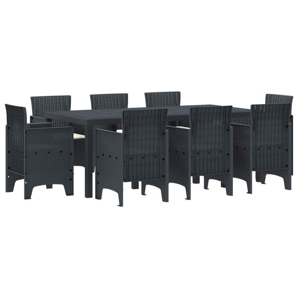vidaXL Garden Dining Set 9 pcs Anthracite Polypropylene