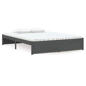 vidaXL Bed Frame without Mattress Grey Solid Wood 135x190 cm Double