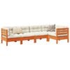 vidaXL 5 Piece Garden Sofa Set with Cushions Wax Brown Solid Wood Pine