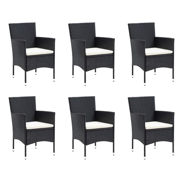 vidaXL 9 Piece Garden Dining Set with Cushions Poly Rattan Black