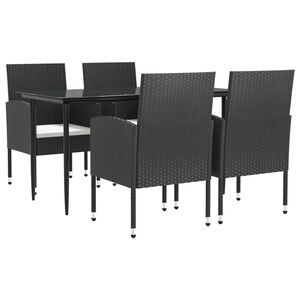 vidaXL 5 Piece Garden Dining Set Black Poly Rattan and Steel