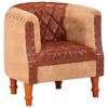 vidaXL Tub Chair Brown Real Leather and Solid Mango Wood