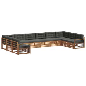 vidaXL Sofa Sets 11 pcs Natural and Anthracite Solid Acacia Wood