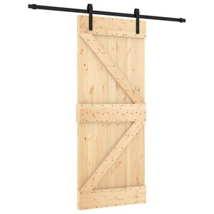 vidaXL Sliding Door Natural and Black 85 x 210 cm Solid Pine Wood