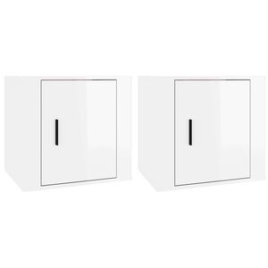 vidaXL Bedside Cabinets 2 pcs High Gloss White 50x39x47 cm