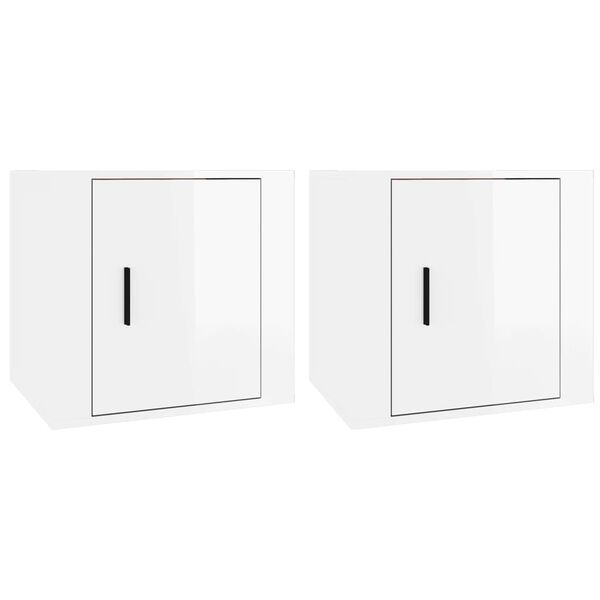 vidaXL Bedside Cabinets 2 pcs High Gloss White 50x39x47 cm