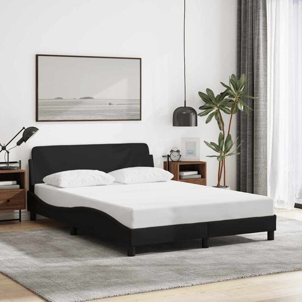 vidaXL Bed Frame "Dover" Black 137x190 cm Double Fabric